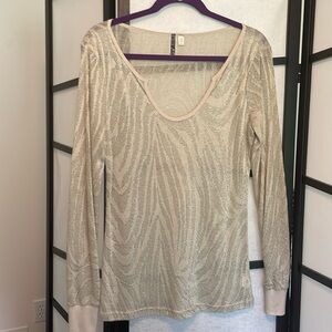 Sparkling Beige/Gold Long-Sleeve Top